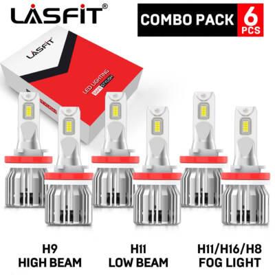 LED Headlight Bulbs High Beam+Low Beam+Fog Light Conversion Kit 6000K Combo Pack