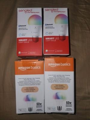 Lot of 4 Smart LED Light Bulb Color Changing A19 60W Alexa Bluetooth Mesh Sengle