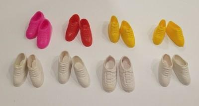 Lot of 8 Pairs of Vintage Barbie Sneakers White Red Pink Yellow 80s - 90s