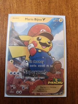 Mario Pikachu gold plated Pokemon card - Mario Bijou V