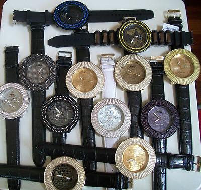 Men's 5 Row Plain & Map dial TECHNO PAVE Bling Fashion Dressy Watch