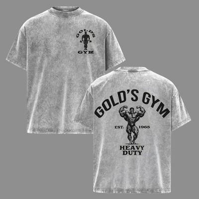 Men's Heavy Duty Gold's Gym Oversize Washed Crewneck Gym Tee - Premium Athletic