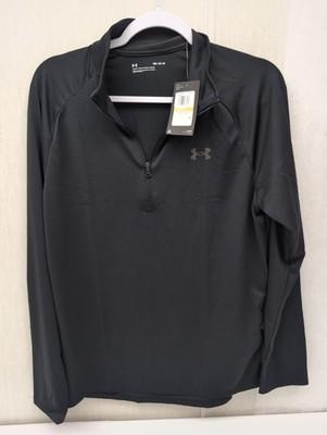 Men Under Armour Tech 2.0 1/2 Zip Sz Med Black Long Sleeve Training Top BR0