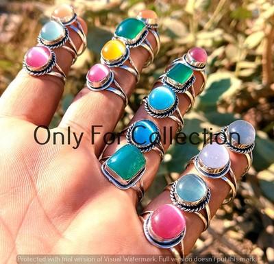 Mesmerzing Monalisa Gemstone 925 Sterling Silver Plated Rings Lot Arrive Jewelry