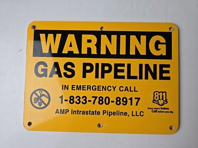 Metal Warning Gas Pipeline Double Sided Sign - Amp Intrastate Pipeline 11" x 8"