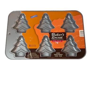 Mini Christmas Tree Cake Pan, Non Stick, 6 Cavity, Brownies, NOS Bakers Secret