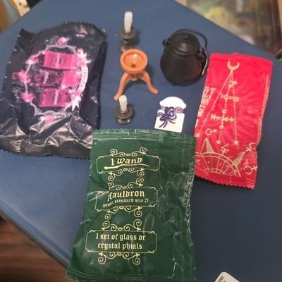 Mini Wicca/Witchcraft Kit Lot - Mini Cauldron, Candles, Wand, Phials, Ring