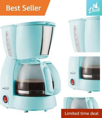 Modern Blue 4-Cup Drip Coffee Maker with Tempered Glass Carafe & Warming Plate