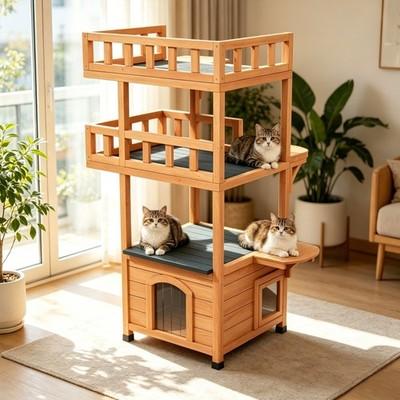 Multi-Level Cat Tree Tower Furniture Activity Center with Condo