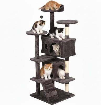 Multi-Level Cat Tree Tower Furniture Activity Center with Scratching Posts 54in
