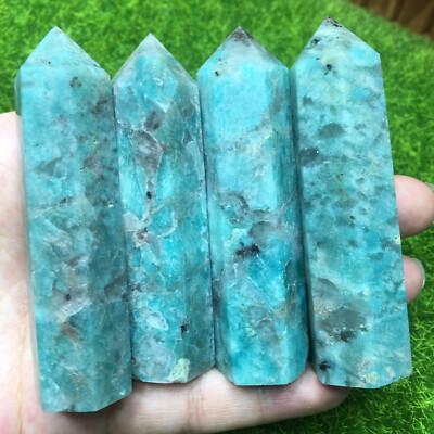 Natural Amazonite Obelisk Quartz Crystal Wand Tower Point Reiki Healing 1pc