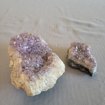 Natural Amethyst Cluster Purple Crystal Stone Mineral Home Decor set 2