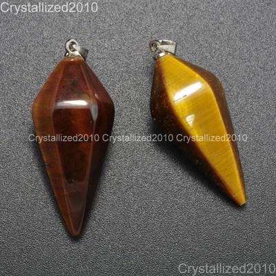 Natural Gemstone Hexagonal Pyramid Pointed Reiki Chakra Healing Pendant Beads