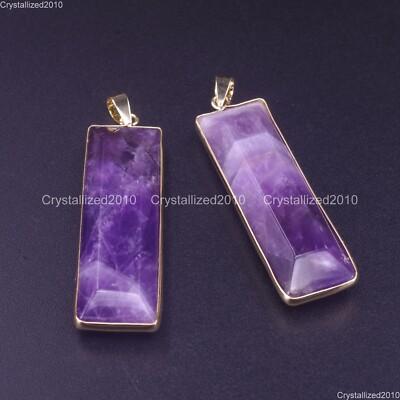 Natural Gemstones Rectangle Shape Reiki Chakra Healing Pendant Necklaces Beads