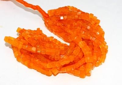 Natural Orange Carnelian Cube Beads 4-5mm 16 Inch Smooth Gemstone Strand