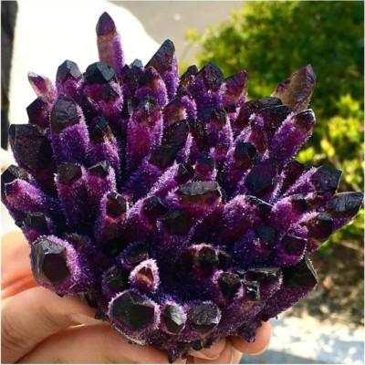 Natural Violet Ghost Phantom Quartz Cluster Mineral Specimen Healing Stone Decor
