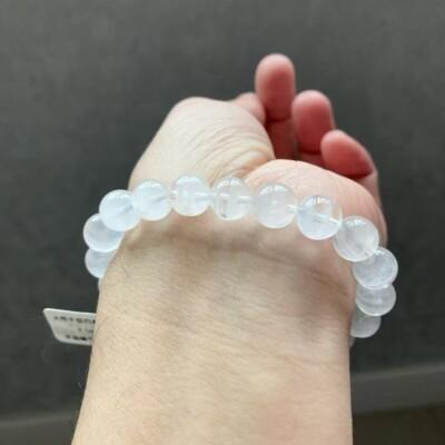 Natural white Phantom Ghost Quartz Crystal Stone Round Bead Bracelet 9mm