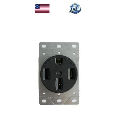 NEMA 14-50R 50 Amp Flush Mount Power Outlet - Industrial-Grade Steel
