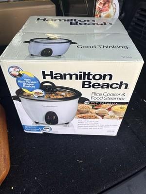 New Hamilton Beach Rice Cooker & Food Steamer 16 Cup 37516 Rinser Steam Basket