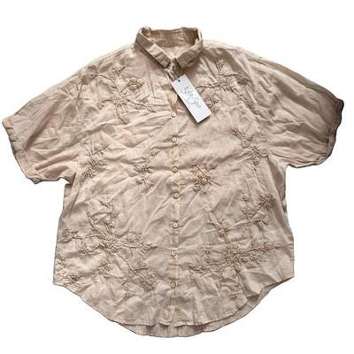 New Kyla Seo Kady Shirt Blouse Women’s Size L Large Short Sleeve Bone NWT $106