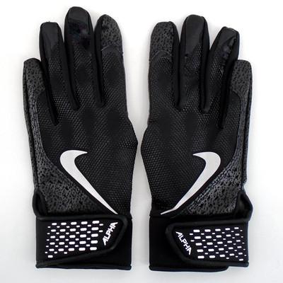 Nike Alpha Batting Gloves Youth Medium Black/Metallic Silver