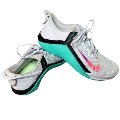 Nike Metcon 6 FlyEase Womens Training Shoes White Teal Pink DB3794-020 Size 10.5