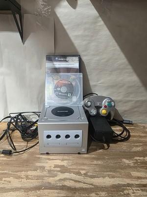 Nintendo GameCube Platinum Silver Console DOL-101 W/OEM Cables Tested! 2 Games.