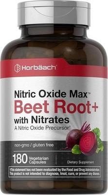 Nitric Oxide Beet Root Capsules | Including Nitrates 180 Count | By Horbaach