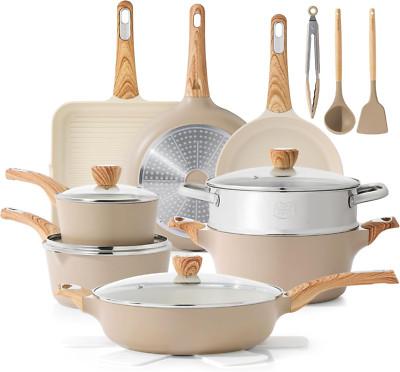 Nonstick Ceramic Cookware Set, 20-Piece Induction Pots & Pans, Healthy & Safe