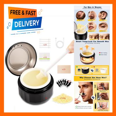 Nose Wax Kit, Ear Hair Removal with 100g Wax, 40 Sticks, USB Fast Heat, Compact