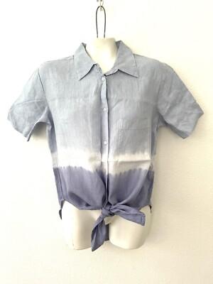 NWT Anthropologie KYLA SEO Front Tie Shirt, Blue Tie Dye, Size Small