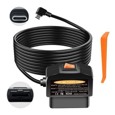 OBD2 to USBC Dash Cam Hardwire Kit Parking Mode, LVP, ACC, 24/7 Recording