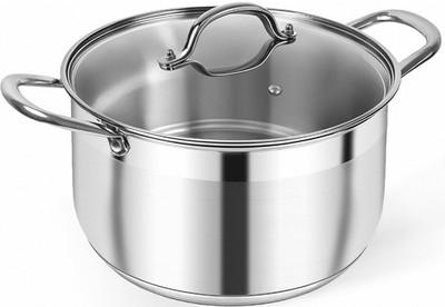 Olla Grande Acero Inoxidable 8QT con Tapa Inducción para Pasta Sopa Cocción