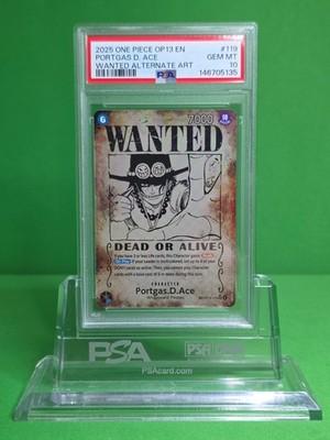 ONE PIECE 2025 CARRYING ON HIS WILL PORTGAS.D.ACE WANTED ALT ART PSA 10