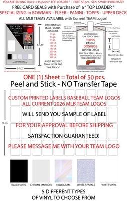 ONE TOUCH STICKERS CUSTOM LABELS PANINI - TOPPS - DONRUSS - ALL MLB TEAM LOGOS