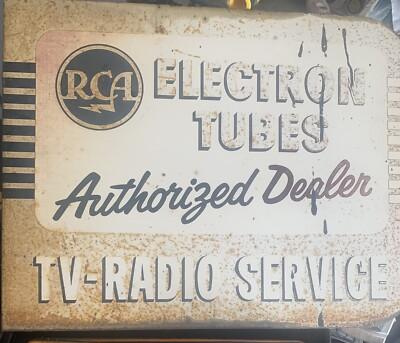 original RCA electron tubes metal flanged sign