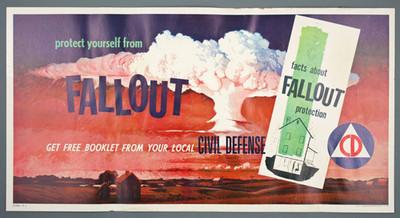 Original Vintage Cold War Era Fallout Poster/Window Card, Civil Defense, 1958