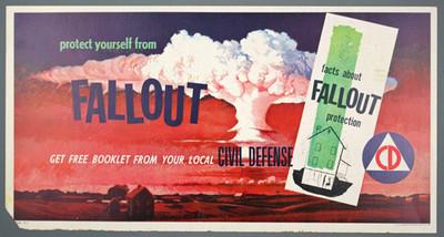 Original Vintage Cold War Era Fallout Poster/Window Card, Civil Defense, 1958