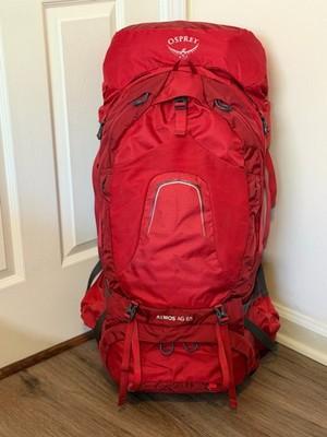 Osprey Atmos AG 65 liter backpacking medium red USED