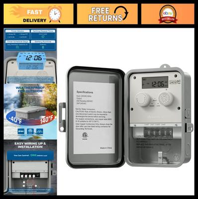 Outdoor Digital Pool Pump Timer Switch - 3HP 40A 240VAC, 7-Day Programmable, ETL