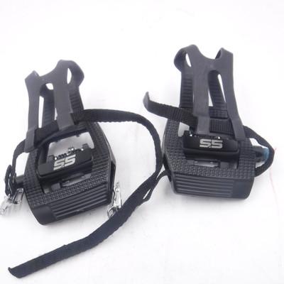 Pair BV Bike 9/16" Pedals w/ VP-792 Toe Straps for Peloton Shimano SPD Compatibl