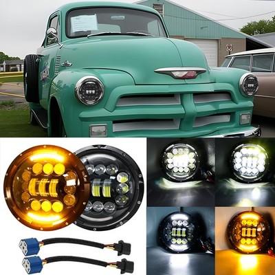 Pair DOT 7"inch Round LED Headlights Hi/Lo Beam DRL For Suzuki Samurai 1986-1995