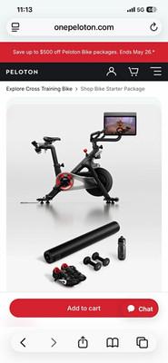 Peloton Bike Upright Exercise Bike Touchscreen Adjustable Seat w/ Accessories