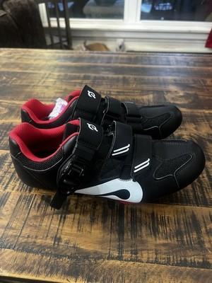 Peloton Cycling Shoes EU 39 Black/Red/White Adjustable Buckle 3-Bolt
