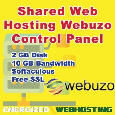 Personal Web Hosting, Webuzo control panel, shared hosting, 2 GB Disk - YEARLY