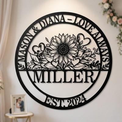 Personalized Family Name Metal Sign, Custom Last Name Wall Art, Wedding Gift