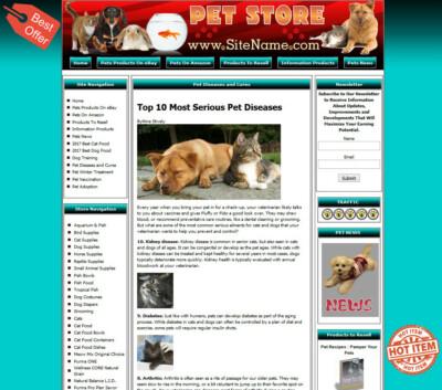 PET SUPPLY STORE Affiliate Website+Amazon+Google