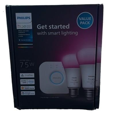 Philips HUE 75W White &Color Ambience Starter Kit E26 2-Pack. - New Sealed
