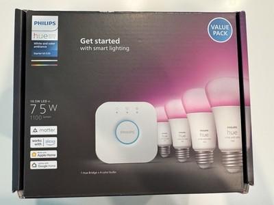 Philips Hue A19 White and Color Ambiance 75W Bluetooth Smart LED Starter Kit E26