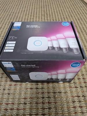 Philips Hue Smart Light Starter Kit - Includes 1 Bridge and 4 -75W A19, E26